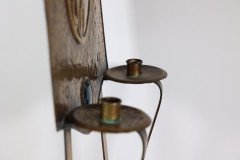 Margaret Gilmour Arts & Crafts Brass Wall Sconce with Stylised Floral Decoration - Thumbnail 11