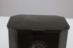 W. A. Perry, Arts & Crafts Hand Hammered Pewter Box with Oval Turquoise Jewel - Thumbnail 10