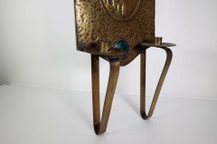 Margaret Gilmour Arts & Crafts Brass Wall Sconce with Stylised Floral Decoration - Thumbnail 12