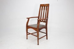 Two Glasgow-Style Arts & Crafts Oak Armchairs & Single Matching Dining Chair - Thumbnail 11