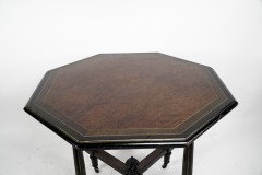Gillows, attributed. Aesthetic Movement Ebonized Mahogany Centre Table with Amboyna Top - Thumbnail 9