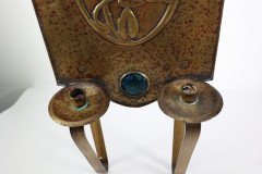 Margaret Gilmour Arts & Crafts Brass Wall Sconce with Stylised Floral Decoration - Thumbnail 19