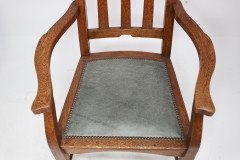 Two Glasgow-Style Arts & Crafts Oak Armchairs & Single Matching Dining Chair - Thumbnail 27