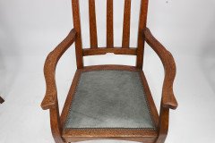 Two Glasgow-Style Arts & Crafts Oak Armchairs & Single Matching Dining Chair - Thumbnail 28