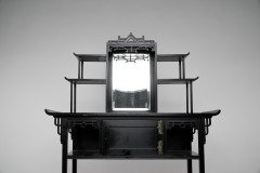 Heal's Attributed, Anglo-Japanese Ebonised Side Cabinet with Japanese Fretwork - Thumbnail 9