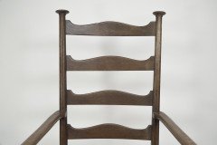 Liberty & Co., Style of C. F. A. Voysey. A Pair of Oak Rush Seat Ladderback Armchairs - Thumbnail 3