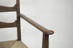 Liberty & Co., Style of C. F. A. Voysey. A Pair of Oak Rush Seat Ladderback Armchairs - Thumbnail 7