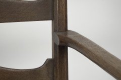 Liberty & Co., Style of C. F. A. Voysey. A Pair of Oak Rush Seat Ladderback Armchairs - Thumbnail 12