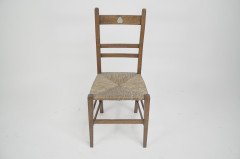 Liberty & Co., a Pair of Arts & Crafts Oak Rush Seat Chairs Inlaid with Pewter Hearts - Thumbnail 2