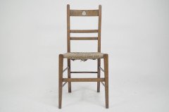 Liberty & Co., a Pair of Arts & Crafts Oak Rush Seat Chairs Inlaid with Pewter Hearts - Thumbnail 3