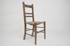 Liberty & Co., A Pair of Arts & Crafts Oak Rush Seat Chairs Inlaid with Pewter Hearts - Thumbnail 4