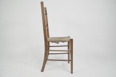 Liberty & Co., a Pair of Arts & Crafts Oak Rush Seat Chairs Inlaid with Pewter Hearts - Thumbnail 6