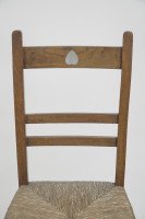 Liberty & Co., a Pair of Arts & Crafts Oak Rush Seat Chairs Inlaid with Pewter Hearts - Thumbnail 7
