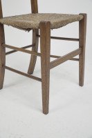 Liberty & Co., A Pair of Arts & Crafts Oak Rush Seat Chairs Inlaid with Pewter Hearts - Thumbnail 9