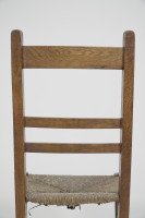 Liberty & Co., a Pair of Arts & Crafts Oak Rush Seat Chairs Inlaid with Pewter Hearts - Thumbnail 13