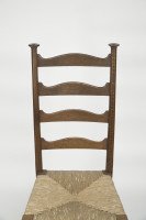 Liberty & Co., Style of C. F. A. Voysey. A Pair of Oak Rush Seat Ladderback Armchairs - Thumbnail 30