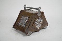 Dr. C. Dresser, attributed. Aesthetic Movement Walnut Coal Scuttle with Stylized Mounts - Thumbnail 5