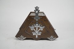 Dr. C. Dresser, attributed. Aesthetic Movement Walnut Coal Scuttle with Stylized Mounts - Thumbnail 6