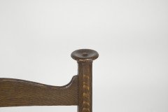Liberty & Co., Style of C. F. A. Voysey. A Pair of Oak Rush Seat Ladderback Armchairs - Thumbnail 32