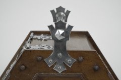 Dr. C. Dresser, attributed. Aesthetic Movement Walnut Coal Scuttle with Stylized Mounts - Thumbnail 14