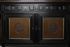 An Aesthetic Movement Part Ebonized Side Cabinet with Carved & Gilt Sunflower Florets - Thumbnail 4