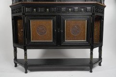 An Aesthetic Movement Part Ebonised Side Cabinet with Carved & Gilt Sunflower Florets - Thumbnail 8