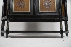 An Aesthetic Movement Part Ebonized Side Cabinet with Carved & Gilt Sunflower Florets - Thumbnail 11