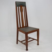 Set of Twelve Arts & Crafts Glasgow School Oak Dining Chairs with Tulip Details - Thumbnail 2