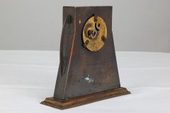 Glasgow School Patinated Brass Clock with Mother-of-Pearl Inlay c.1900 - Thumbnail 5