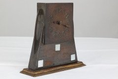 Glasgow School Patinated Brass Clock with Mother-of-Pearl Inlay c.1900 - Thumbnail 7