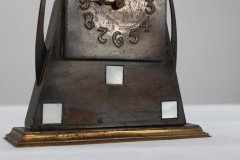Glasgow School Patinated Brass Clock with Mother-of-Pearl Inlay c.1900 - Thumbnail 8