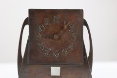 Glasgow School Patinated Brass Clock with Mother-of-Pearl Inlay c.1900 - Thumbnail 11