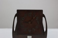 Glasgow School Patinated Brass Clock with Mother-of-Pearl Inlay c.1900 - Thumbnail 12