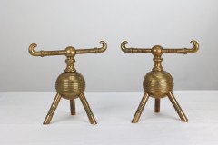 Christopher Dresser for Benham & Froud, Aesthetic Movement Brass Fire Dogs - Thumbnail 2