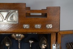 WMF. A Stunning Rare Cutlery Service for 12 Persons in Original Stylised Secessionist Oak Cabinet - Thumbnail 8