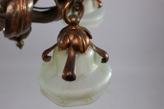 An Impressive Arts & Crafts Copper Chandelier with Original Vaseline Shades - Thumbnail 14