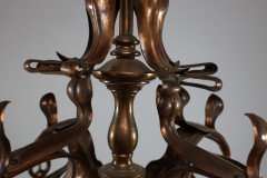 An Impressive Arts & Crafts Copper Chandelier with Original Vaseline Shades - Thumbnail 17