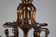 An Impressive Arts & Crafts Copper Chandelier with Original Vaseline Shades - Thumbnail 18