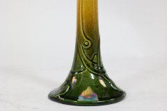 Bretby Pottery, attributed. A Green & Yellow Glaze Candlestick - Thumbnail 6