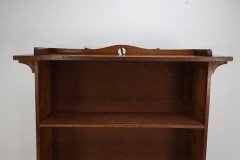 Wylie & Lochhead Attributed, Arts & Crafts Oak Bookcase with Ying-Yang Detail to the Top & Adjustable Shelves - Thumbnail 13