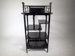 Anglo-Japanese Ebonized Display Shelves with Pagoda Sides & Fret Work Decoration - Thumbnail 4
