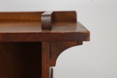 Wylie & Lochhead Attributed, Arts & Crafts Oak Bookcase with Ying-Yang Detail to the Top & Adjustable Shelves - Thumbnail 16