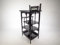 Anglo-Japanese Ebonised Display Shelves with Pagoda Sides & Fret Work Decoration - Thumbnail 8