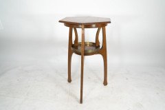 Gustave Serrurier-Bovy Style, Oak Secessionist Side Table with Hexagonal Top - Thumbnail 5