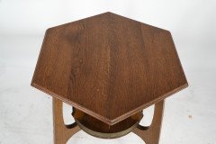 Gustave Serrurier-Bovy Style, Oak Secessionist Side Table with Hexagonal Top - Thumbnail 7