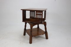 Liberty & Co. Arts & Crafts Oak Revolving Bookcase Table on Square Turned Legs - Thumbnail 2