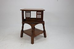 Liberty & Co. Arts & Crafts Oak Revolving Bookcase Table on Square Turned Legs - Thumbnail 3