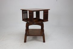 Liberty & Co. Arts & Crafts Oak Revolving Bookcase Table on Square Turned Legs - Thumbnail 5