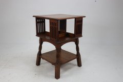 Liberty & Co. Arts & Crafts Oak Revolving Bookcase Table on Square Turned Legs - Thumbnail 8