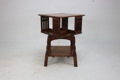 Liberty & Co. Arts & Crafts Oak Revolving Bookcase Table on Square Turned Legs - Thumbnail 10